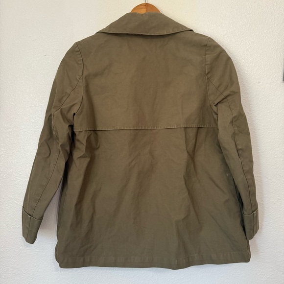 EVERLANE Swing Jacket Womens Size XS Sage Green Cropped Trench Coat Sale Cotton - Picture 5 of 8